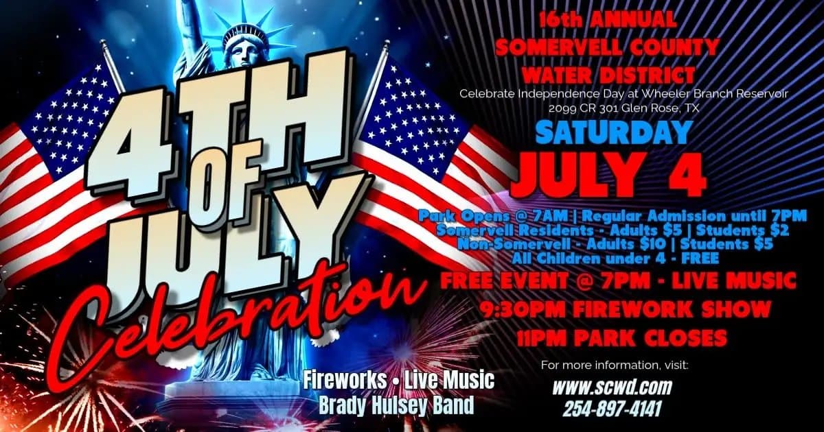 Glen Rose Announces July 4th Fireworks and Reckless Kelly Concert for Summer 2026
