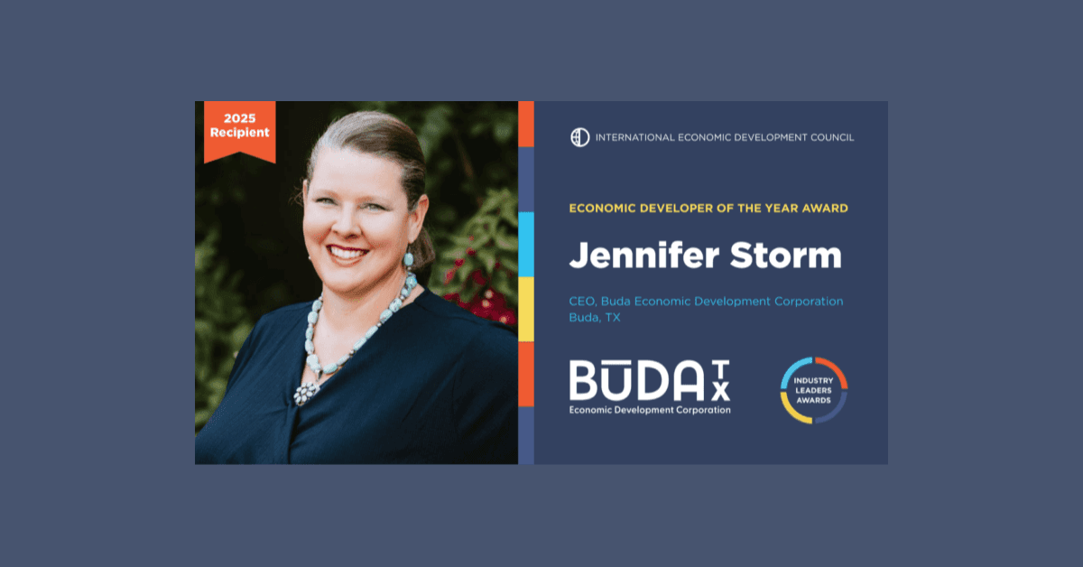 Buda EDC CEO Jennifer Storm Named IEDC’s 2025 Economic Developer of the Year