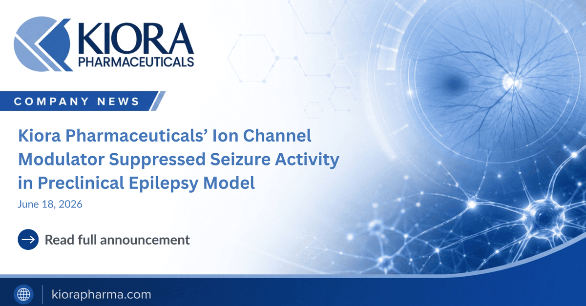 Kiora Pharmaceuticals' KIO-300 Shows Promise in Suppressing Seizure Activity in Preclinical Epilepsy Model